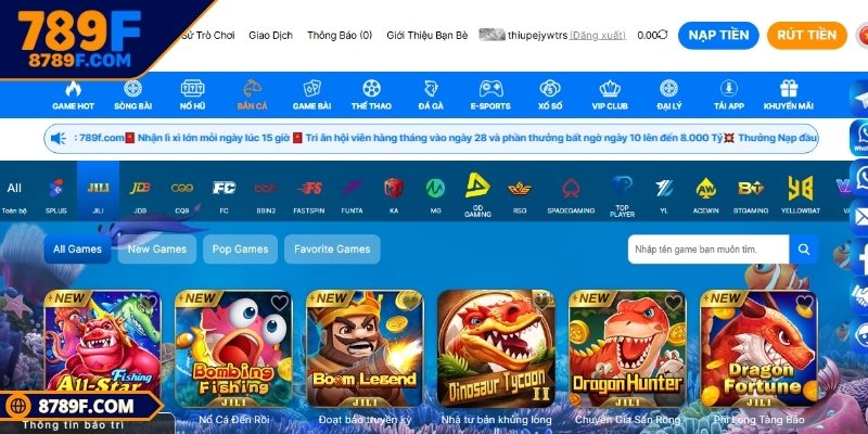Bắn cá Jili là sảnh game đình đám tại 789F