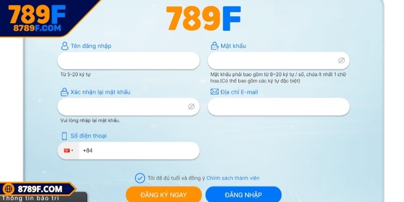 Bet thủ cần hoàn tất đăng ký 789F