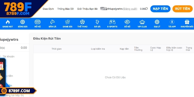 Rút tiền 789F là thao tác đơn giản giúp bạn nhận thưởng nhanh